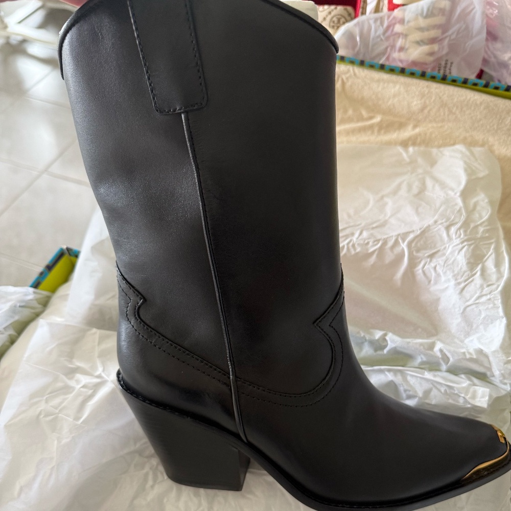 Tory Burch Western Mid Boot Leather